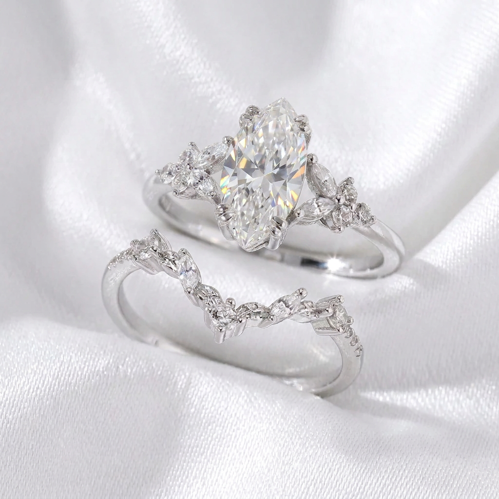 Luxury Marquise Moissanite  Ring S925 Sterling Silver