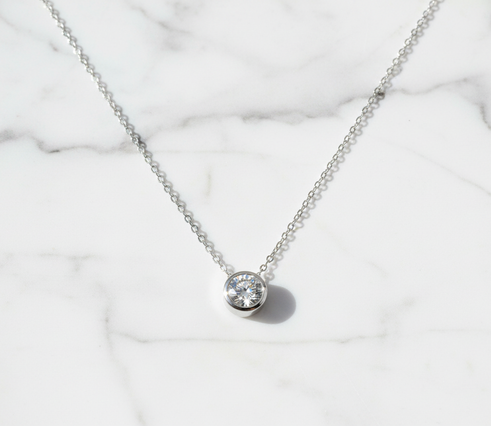Moissanite Pendant Necklace 925 Sterling Silver Minimalist Jewelry