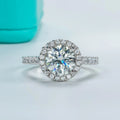 2 Carats D Color Moissanite Halo Engagement Ring For Women 925 Sterling Silver plated white gold