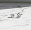Stud Earrings 925 Sterling Silver Platinum Plated Round Cubic Zirconia Hypoallergenic Barbell Earrings 4-7mm