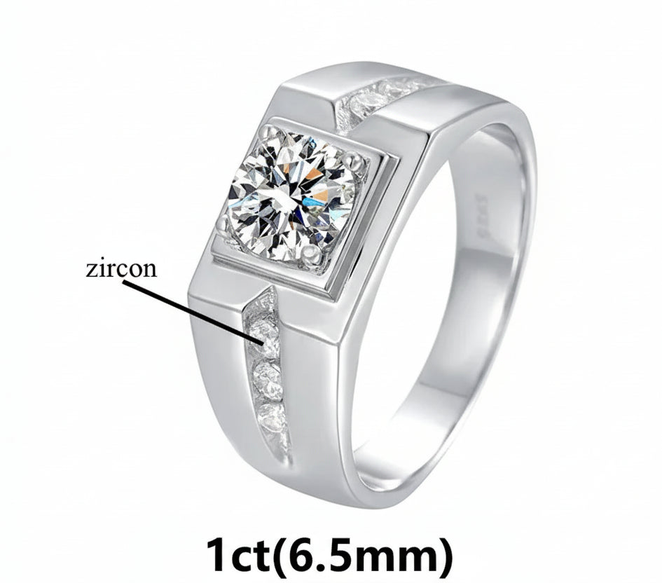 Moissanite Ring for 925 Sterling Silver. Classic Round Cut.