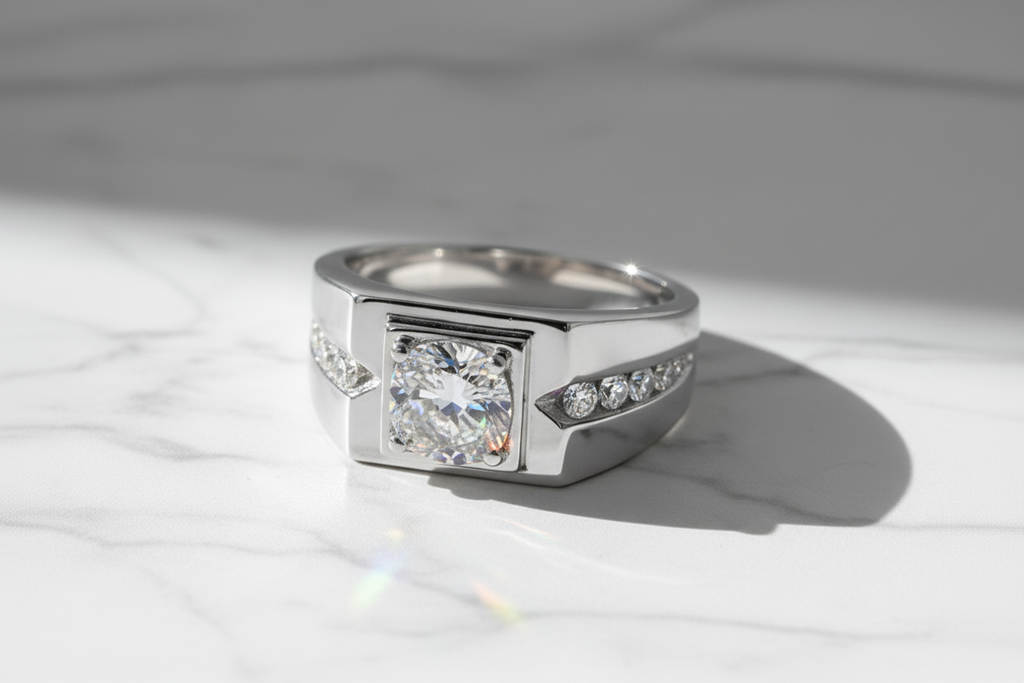 Moissanite Ring for 925 Sterling Silver. Classic Round Cut.