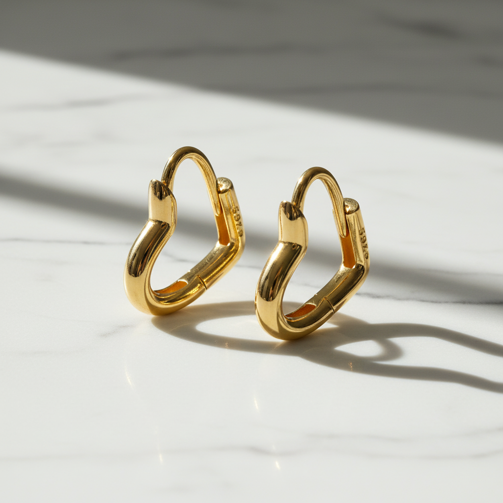 Hoop Earrings S925 Sterling Silver Plated  Gold 18Cts