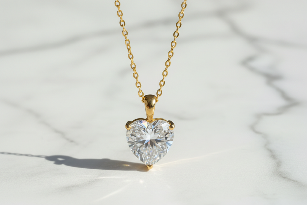 1-2-3ct Classic Moissanite Necklace For Women S925 Silver Plated 18Crts Gold D Color VVS1
