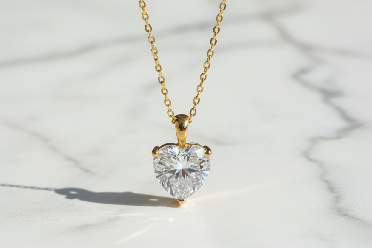 1-2-3ct Classic Moissanite Necklace For Women S925 Silver Plated 18Crts Gold D Color VVS1