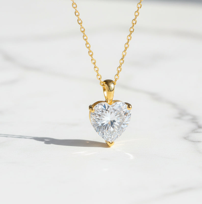 1-2-3ct Classic Moissanite Necklace For Women S925 Silver Plated 18Crts Gold D Color VVS1