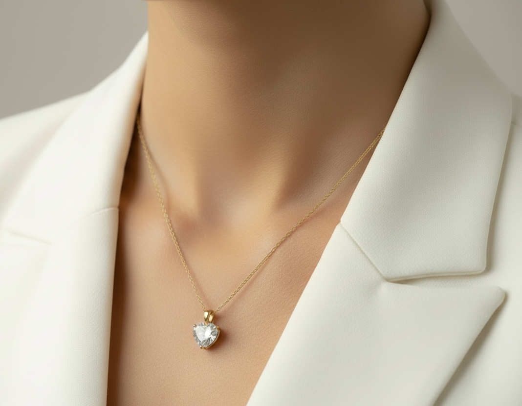 1-2-3ct Classic Moissanite Necklace For Women S925 Silver Plated 18Crts Gold D Color VVS1