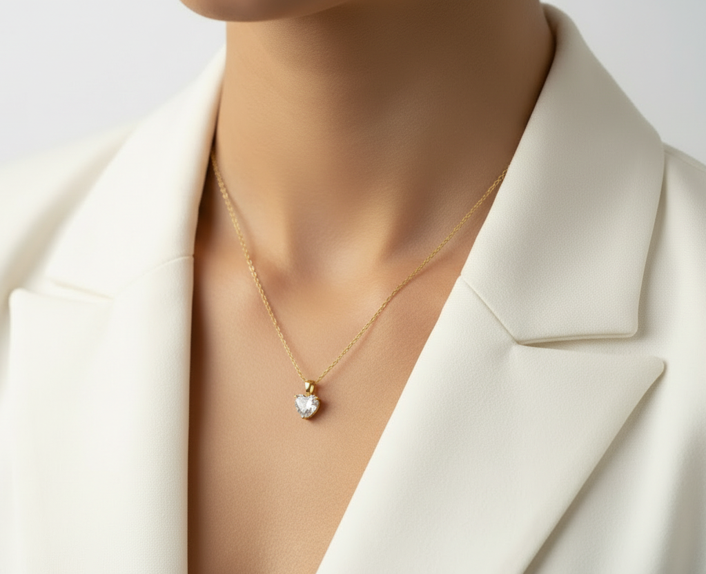 1-2-3ct Classic Moissanite Necklace For Women S925 Silver Plated 18Crts Gold D Color VVS1