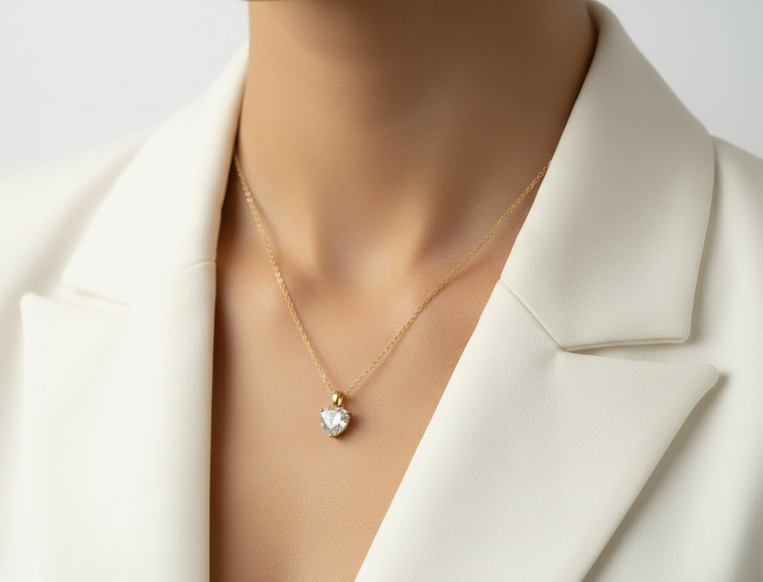 1-2-3ct Classic Moissanite Necklace For Women S925 Silver Plated 18Crts Gold D Color VVS1