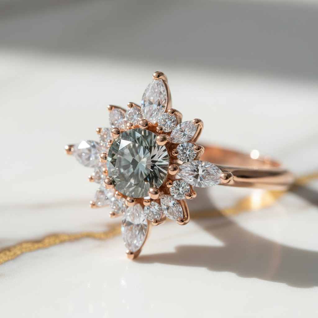 2 Carat Flower Design Moissanite Engagement Ring S925 Sterling Silver