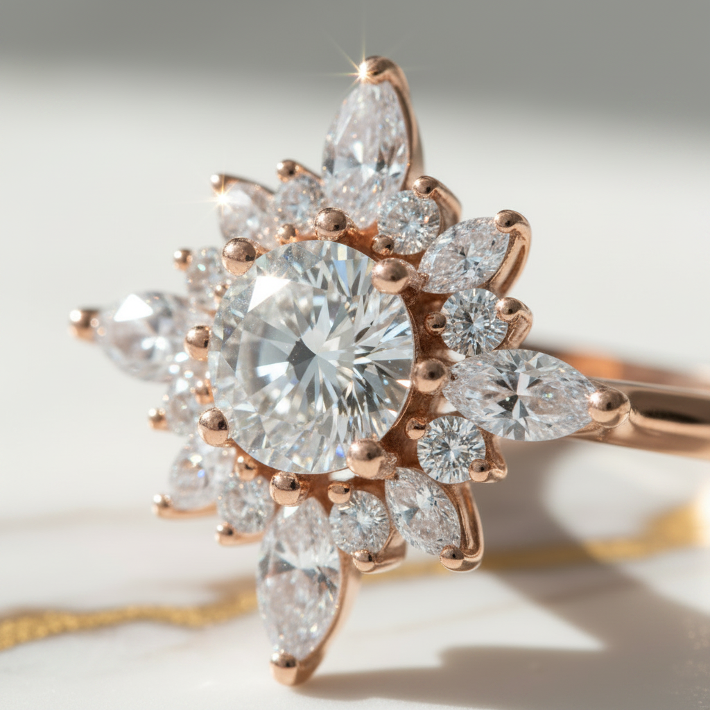 2 Carat Flower Design Moissanite Engagement Ring S925 Sterling Silver