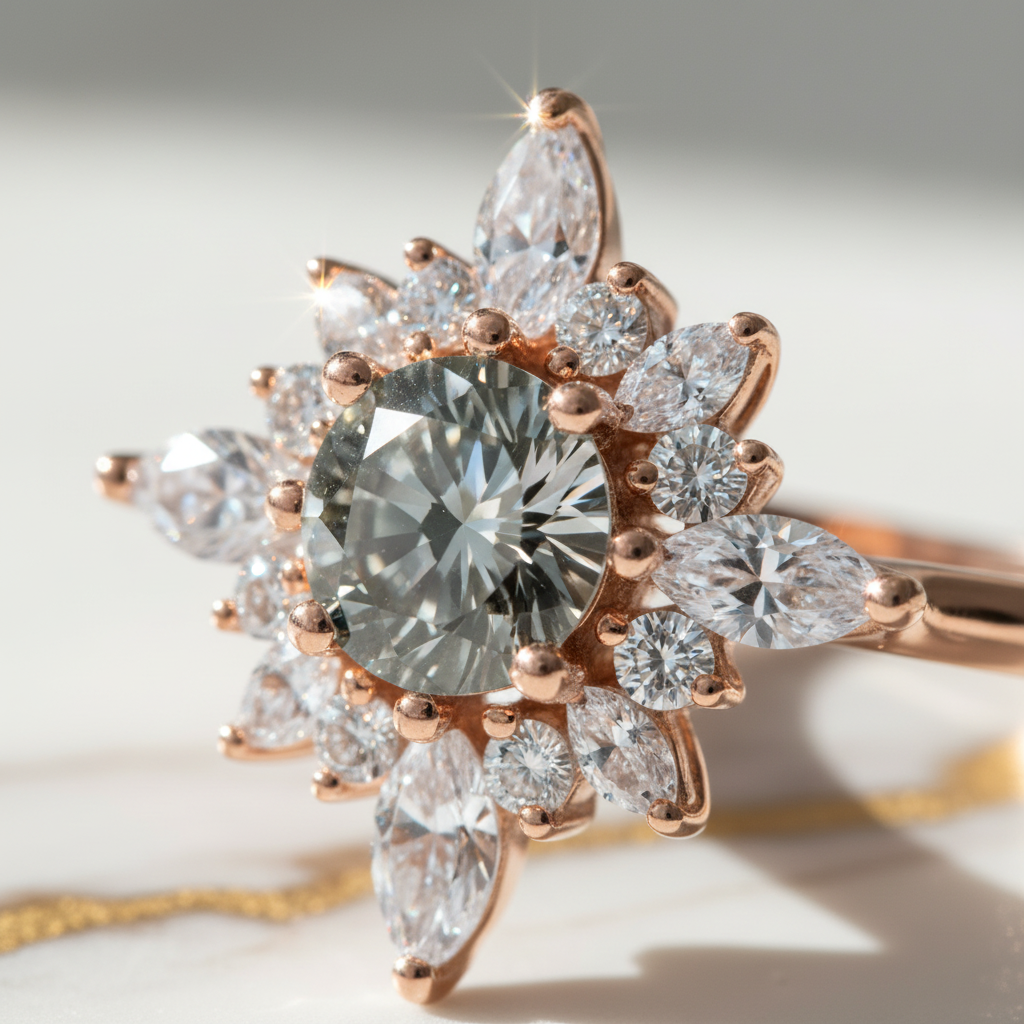 2 Carat Flower Design Moissanite Engagement Ring S925 Sterling Silver