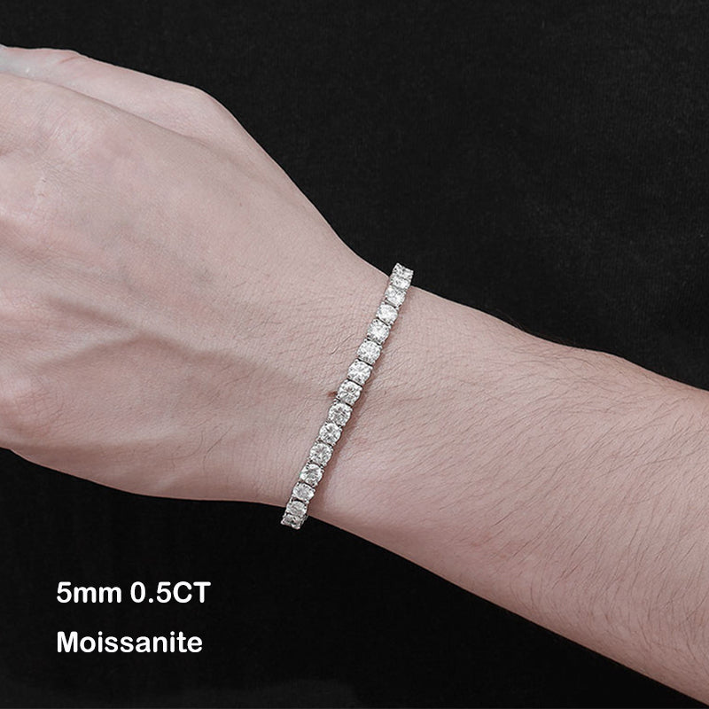 2-3-4-5mm Moissanite Tennis Bracelet S925 Sterling Silver For Women & Men