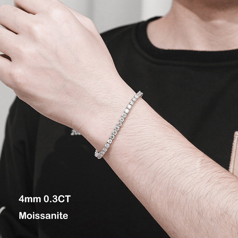 2-3-4-5mm Moissanite Tennis Bracelet S925 Sterling Silver For Women & Men