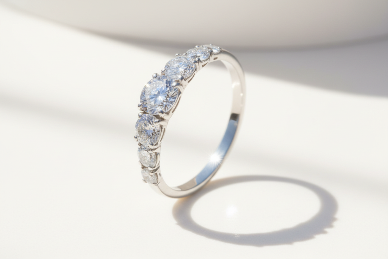 Moissanite Ring Heart sterling silver 925 plated white gold