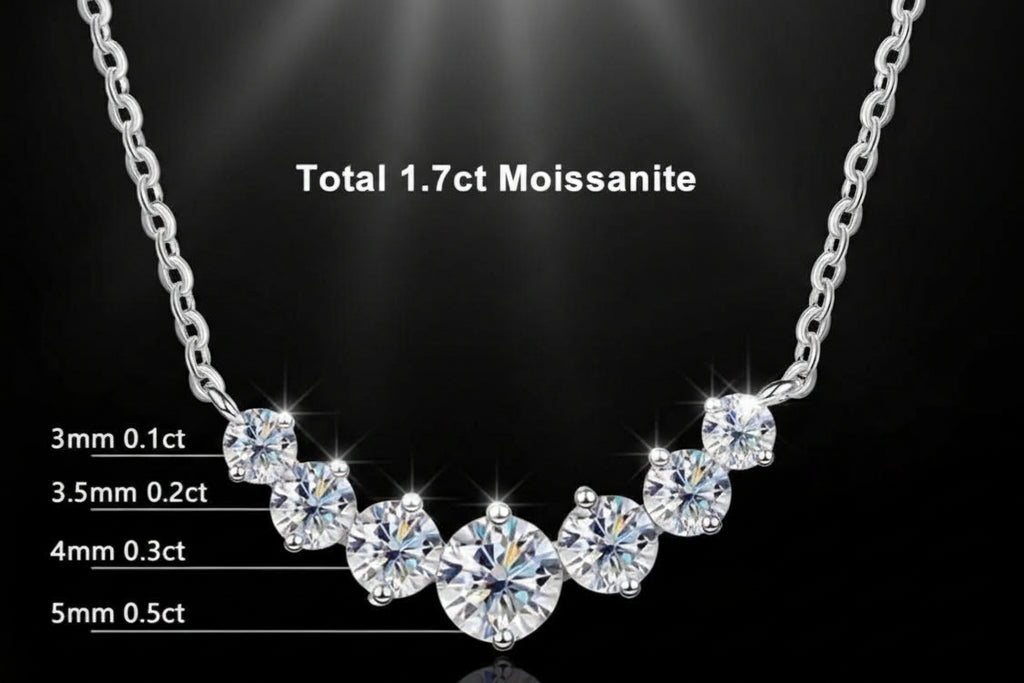 Moissanite Diamond Necklace for Women S925 Sterling Silver  Plated White/Yellow Gold 18cts