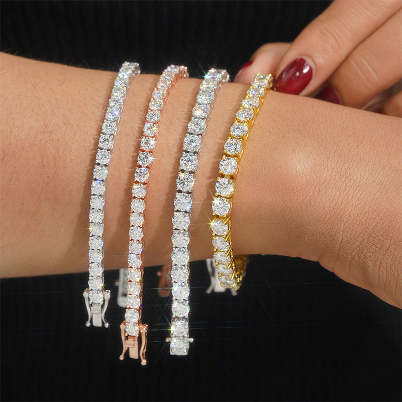 2-3-4-5mm Moissanite Tennis Bracelet S925 Sterling Silver For Women & Men