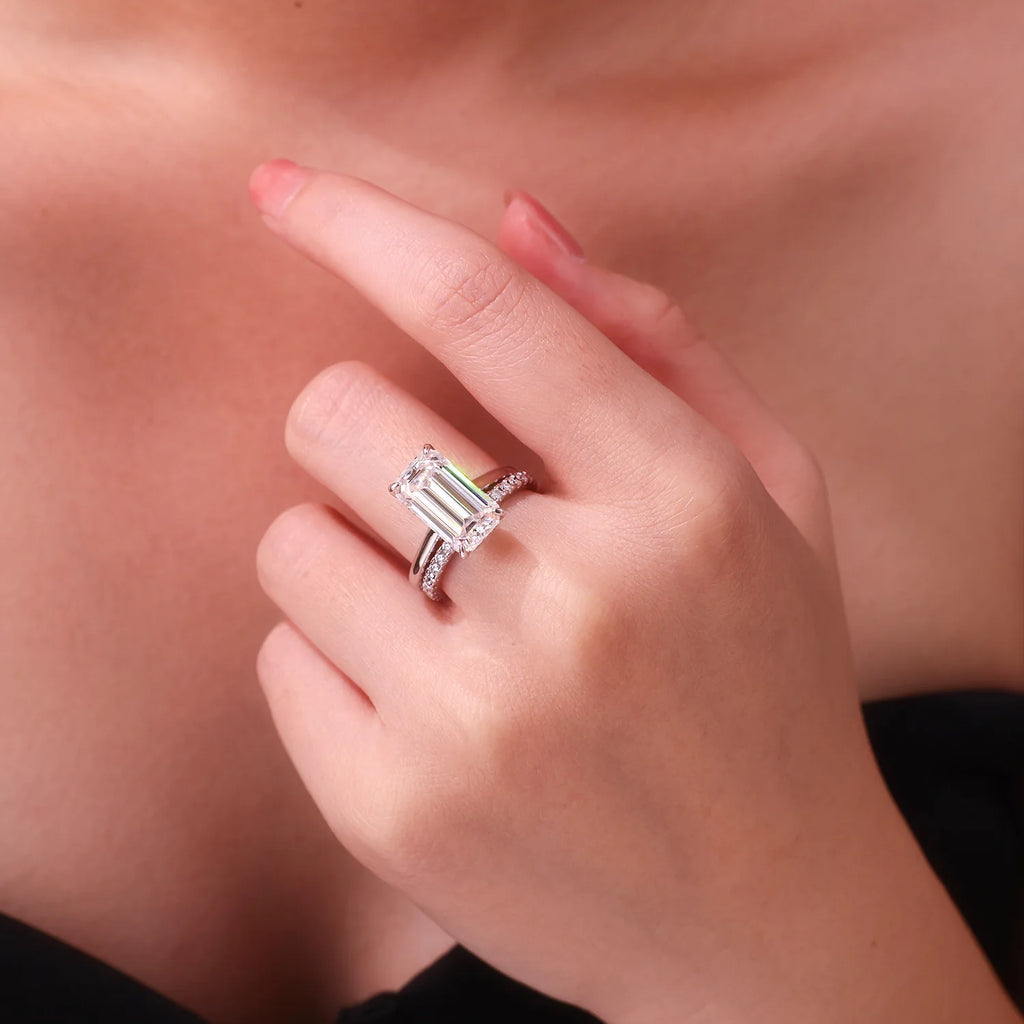 Full Moissanite Engagement Ring. S925 Silver Plated Platinum