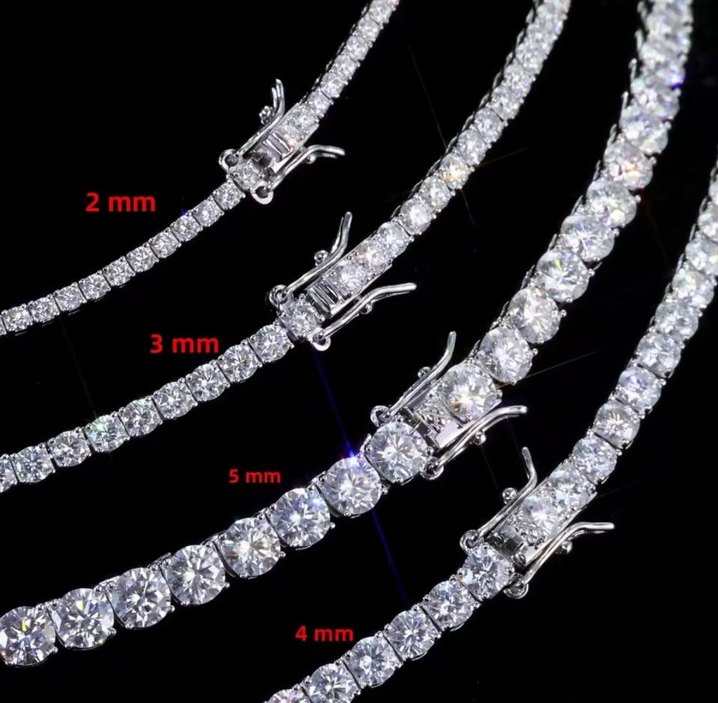 2-3-4-5mm Moissanite Tennis Bracelet S925 Sterling Silver For Women & Men