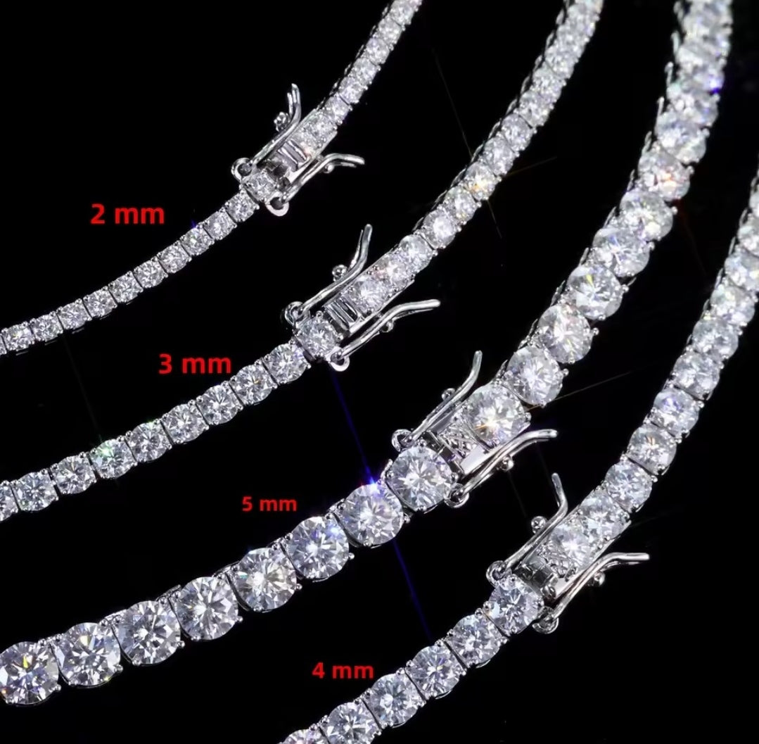 2-3-4-5mm Moissanite Tennis Bracelet S925 Sterling Silver For Women & Men