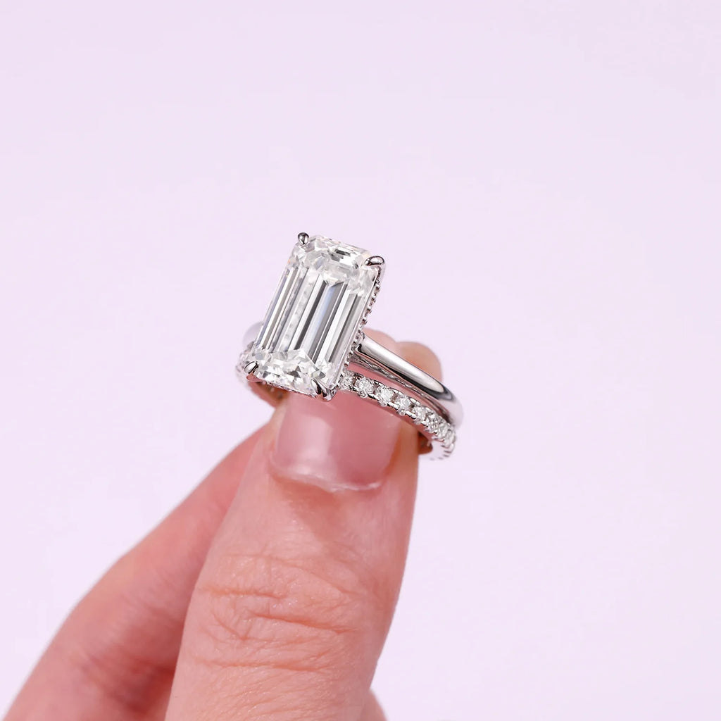 Full Moissanite Engagement Ring. S925 Silver Plated Platinum