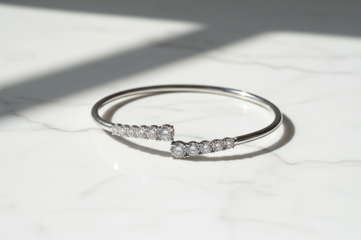 3.6CT Moissanite Bracelet 925 Sterling Silver Unique Opening Design Adjustable Cuff Bangle Women Fine Jewelry