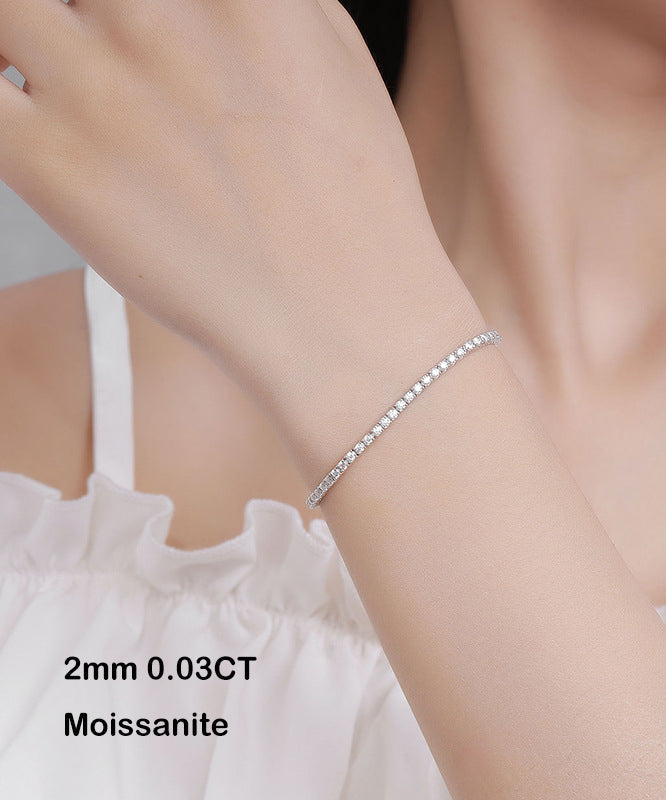 2-3-4-5mm Moissanite Tennis Bracelet S925 Sterling Silver For Women & Men