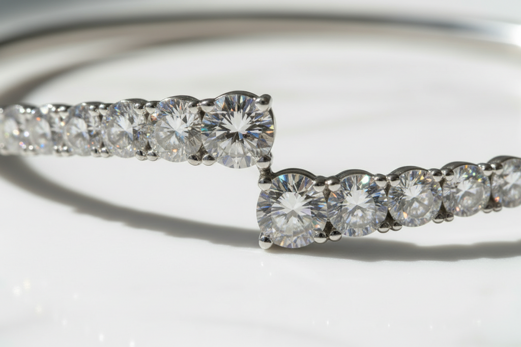 3.6CT Moissanite Bracelet 925 Sterling Silver Unique Opening Design Adjustable Cuff Bangle Women Fine Jewelry