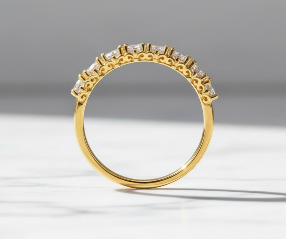 Bague Éclat Infini – Demi-Éternité en Moissanite sur Argent Sterling 925