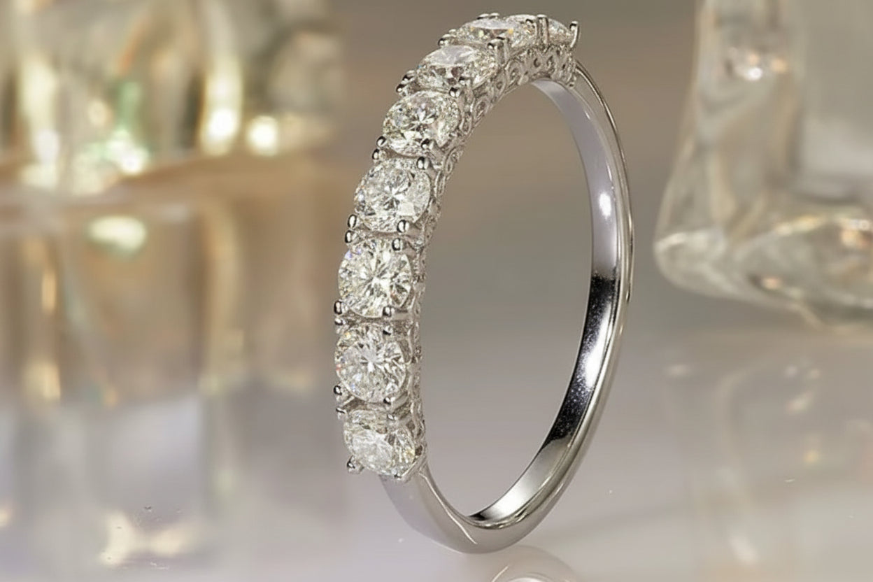 Bague Éclat Infini – Demi-Éternité en Moissanite sur Argent Sterling 925