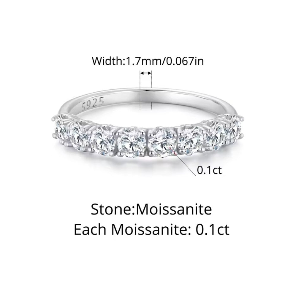 Bague Éclat Infini – Demi-Éternité en Moissanite sur Argent Sterling 925