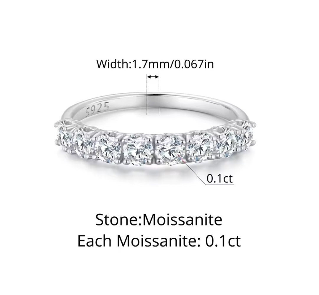 Bague Éclat Infini – Demi-Éternité en Moissanite sur Argent Sterling 925