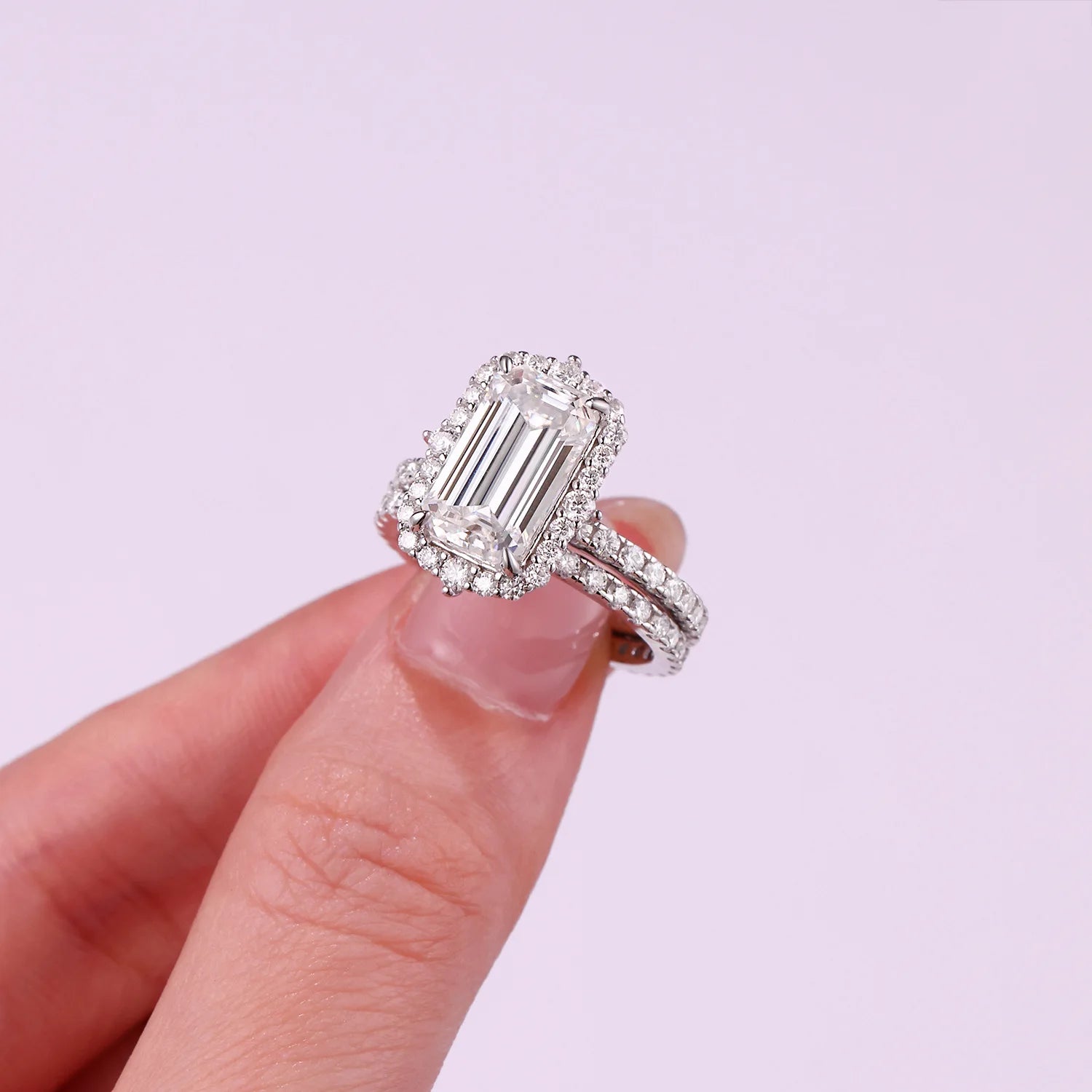 Full Moissanite Engagement Rings. S925 Silver Plated Platinum