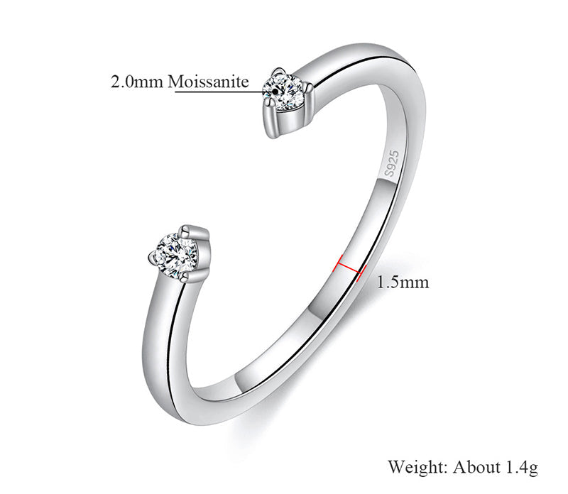 Moissanite Ring 925 Sterling  Silver Plated White Gold