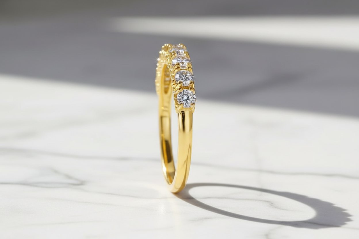Bague Éclat Infini – Demi-Éternité en Moissanite sur Argent Sterling 925