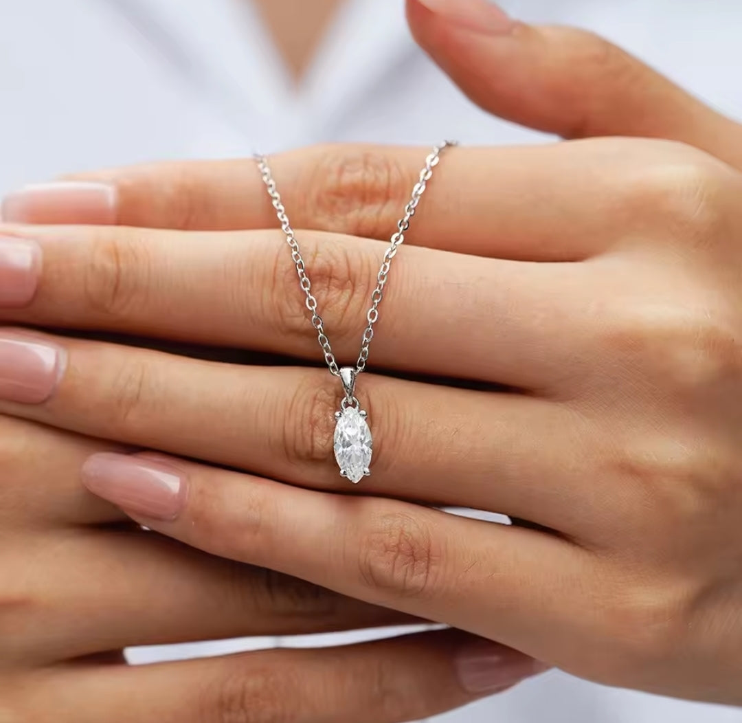 1-2-3ct Classic Moissanite Necklace For Women S925 Silver Plated 18Crts Gold D Color VVS1