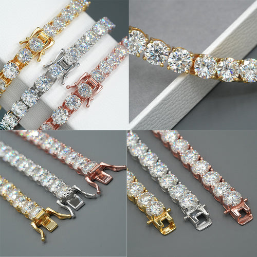 2-3-4-5mm Moissanite Tennis Bracelet S925 Sterling Silver For Women & Men