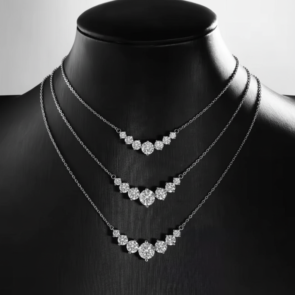 Moissanite Diamond Necklace for Women S925 Sterling Silver  Plated White/Yellow Gold 18cts