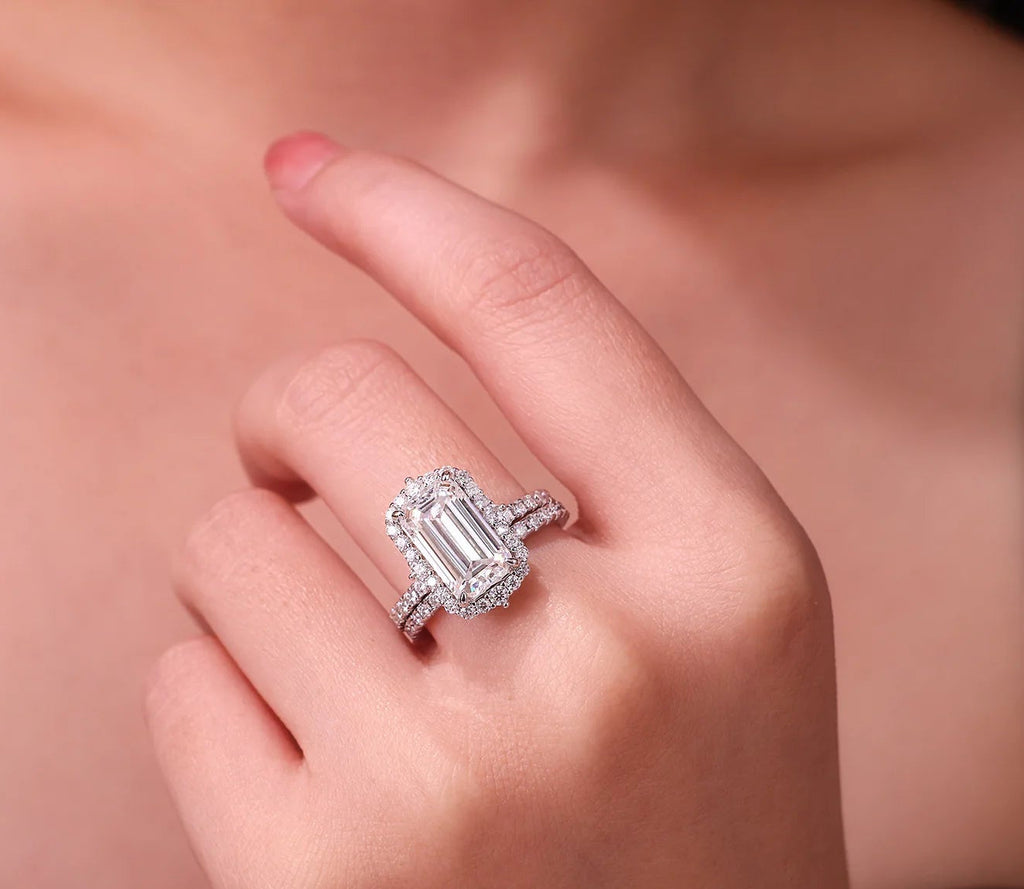Full Moissanite Engagement Rings. S925 Silver Plated Platinum