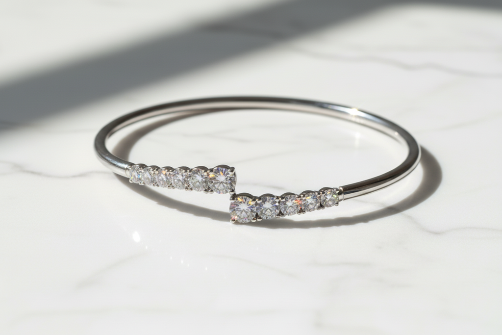 3.6CT Moissanite Bracelet 925 Sterling Silver Unique Opening Design Adjustable Cuff Bangle Women Fine Jewelry